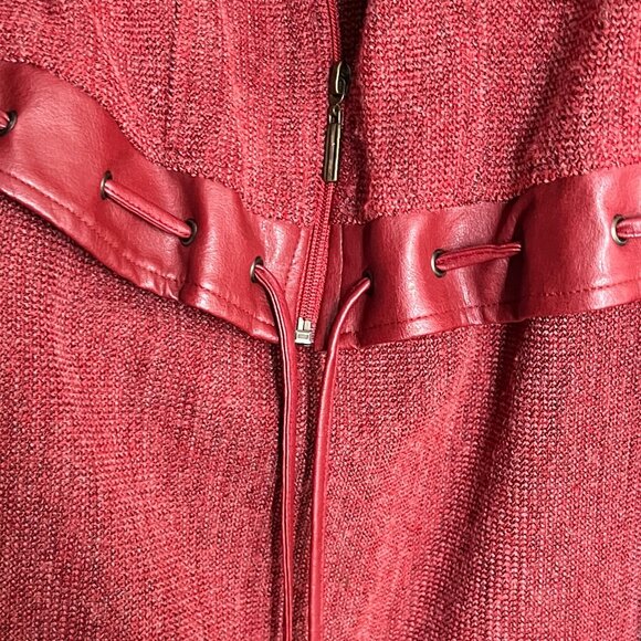 Vintage French Designer Leather Knit Skirt Set Suit Blazer Jacket Coat 70s 90s - Picture 7 of 9